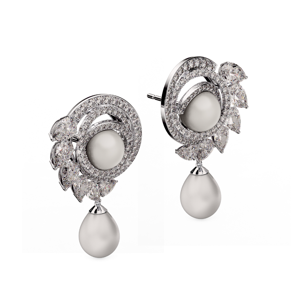 Bespoke dress earrings in yellow gold
